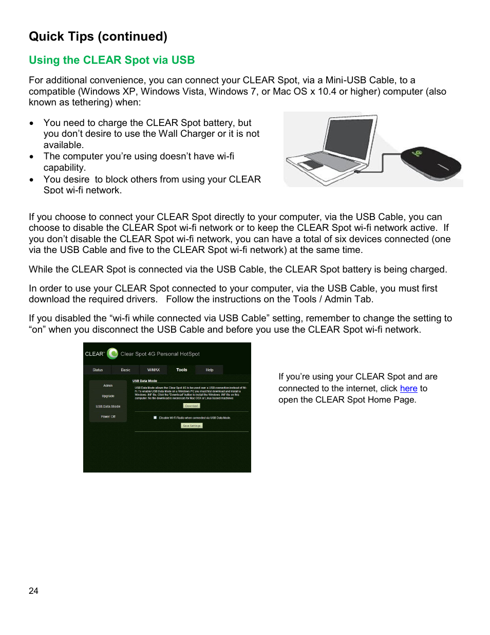 Sing the, Clear, Pot via | Quick tips (continued) | CLEAR Spot 4G Users Guide User Manual | Page 25 / 27