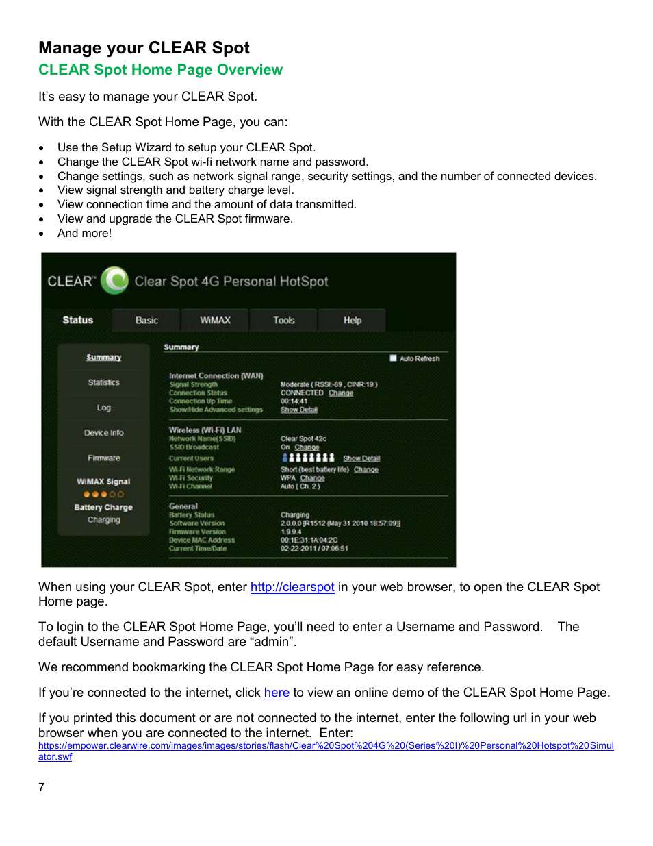 Manage your clear spot, Clear, Verview | CLEAR Spot 4G Users Guide User Manual | Page 8 / 27