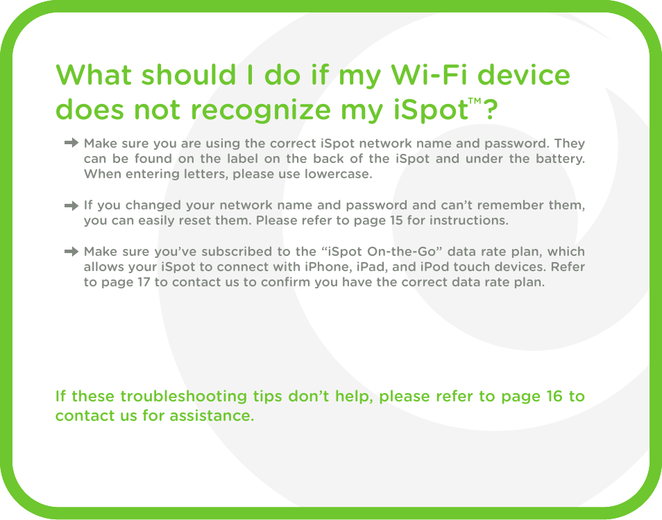 CLEAR iSpot User Manual | Page 12 / 20