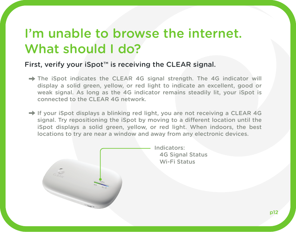 CLEAR iSpot User Manual | Page 13 / 20