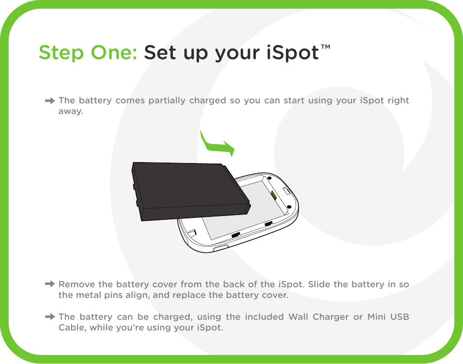 Step one: set up your ispot | CLEAR iSpot User Manual | Page 2 / 20