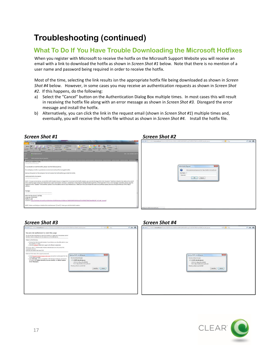 Troubleshooting (continued) | CLEAR Stick Atlas User Manual | Page 17 / 19