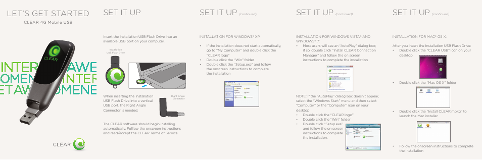 CLEAR 4G Mobile USB Quick Start User Manual | 2 pages
