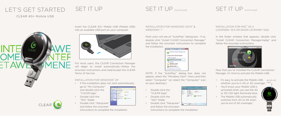 CLEAR 4G+ USB S Series Quick Start User Manual | 2 pages
