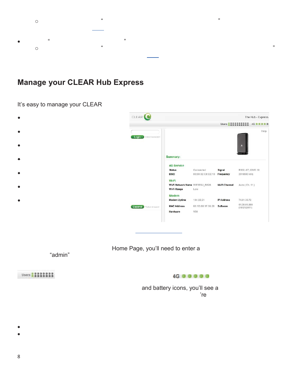 Manage your clear hub express | CLEAR Hub Express Users Guide User Manual | Page 9 / 31