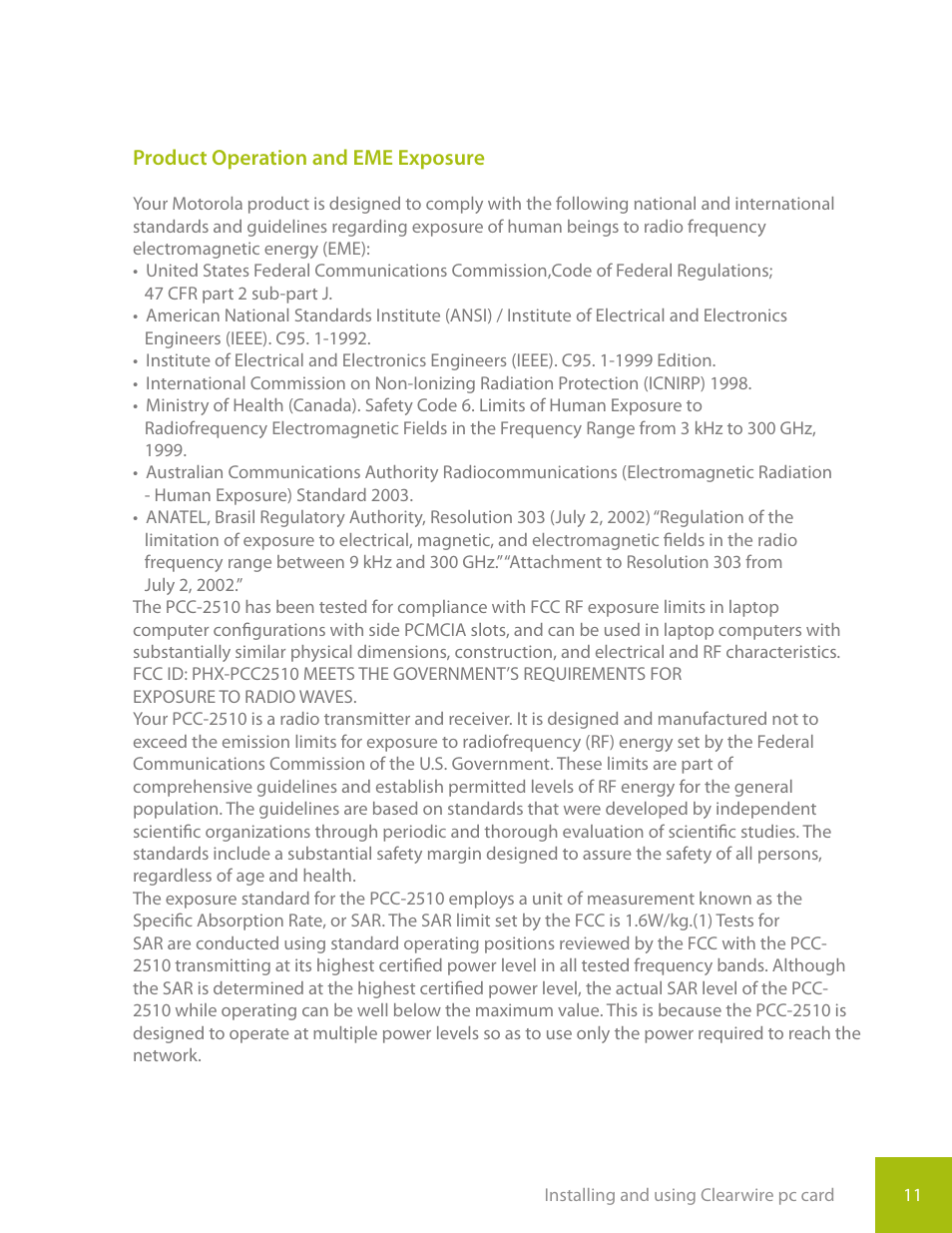 CLEAR PC Card User Manual | Page 14 / 20