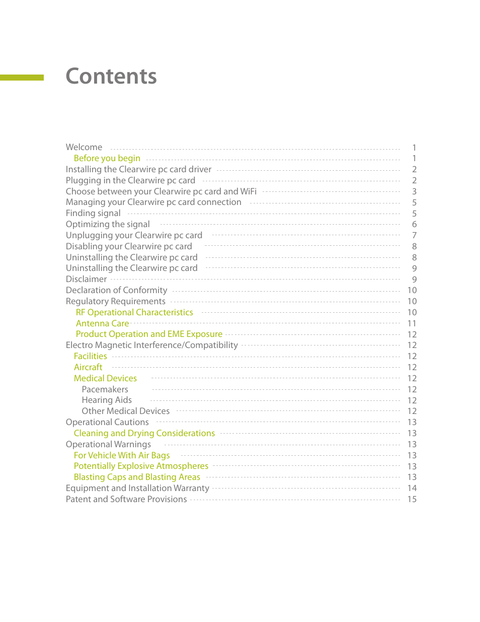 CLEAR PC Card User Manual | Page 2 / 20