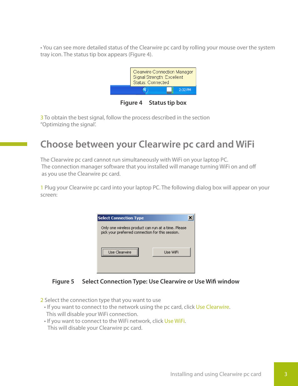 Choose between your clearwire pc card and wifi | CLEAR PC Card User Manual | Page 6 / 20