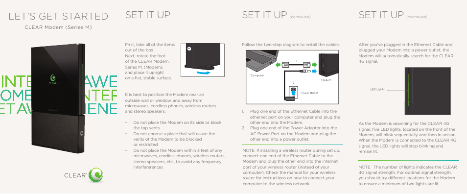 CLEAR Modem M Series Quick Start User Manual | 2 pages