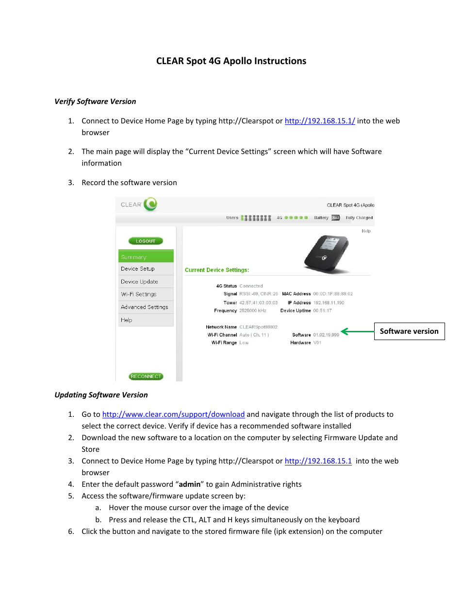 CLEAR Spot 4G Apollo User Manual | 3 pages