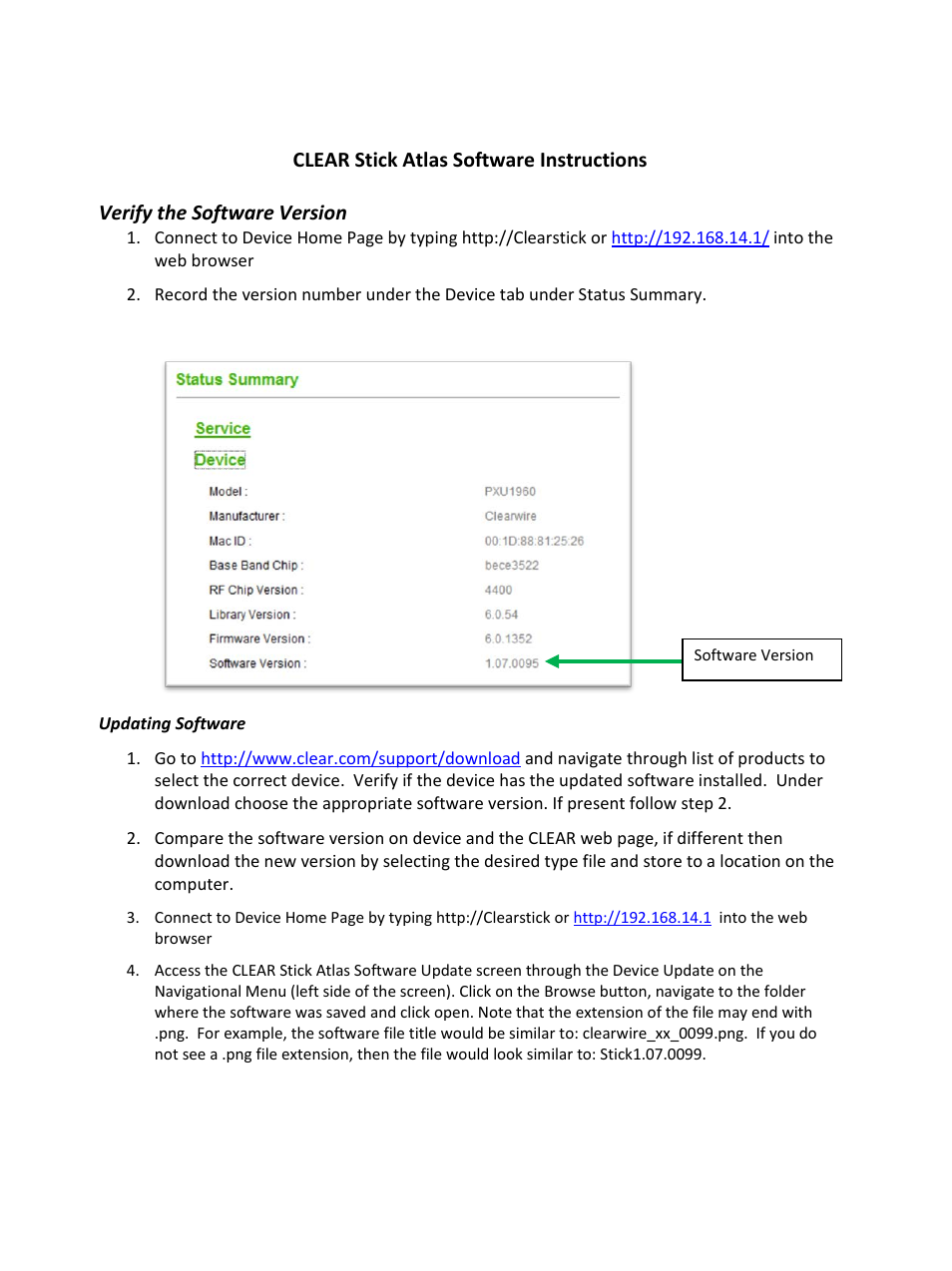 CLEAR Stick Atlas User Manual | 2 pages