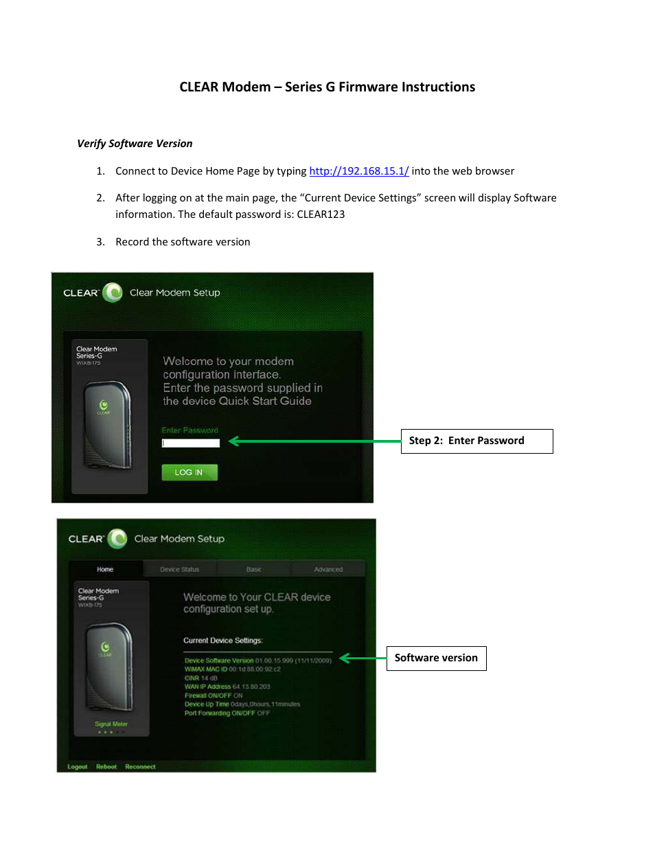 CLEAR Modem G Series User Manual | 3 pages