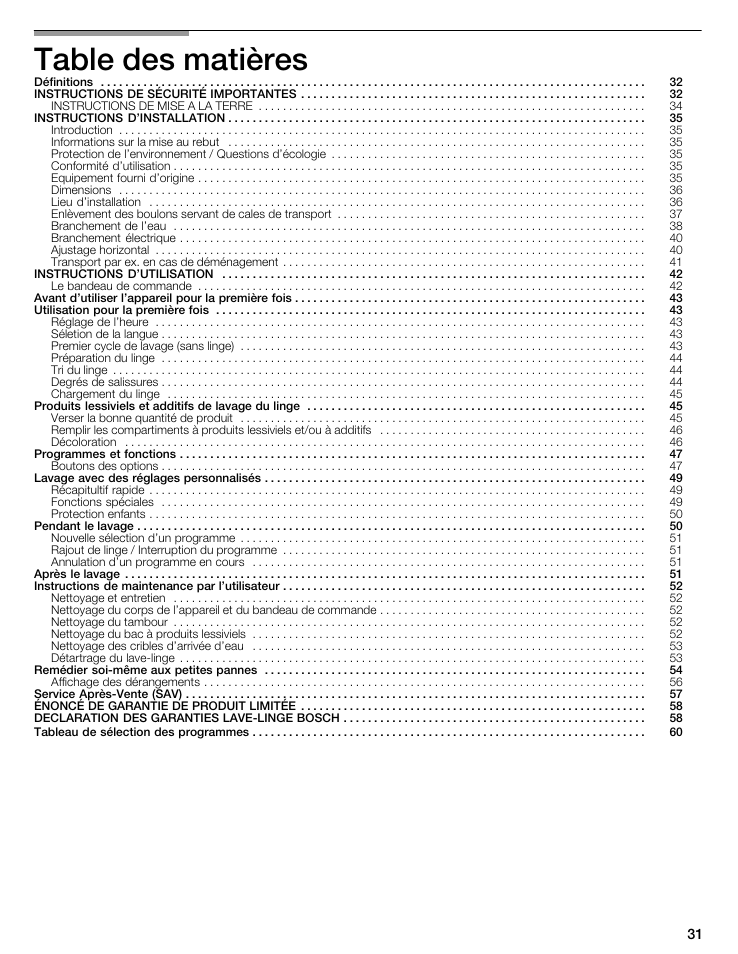 Bosch maxx 800 Series User Manual | Page 31 / 96