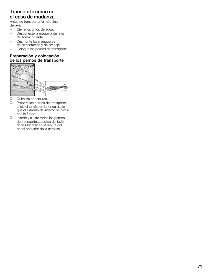 Transporte como en elăcaso de mudanza | Bosch maxx 800 Series User Manual | Page 71 / 96