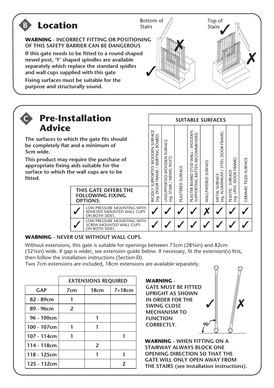 Pre-installation advice | Clippasafe 132 Extendable Swing Shut Gate User Manual | Page 2 / 8