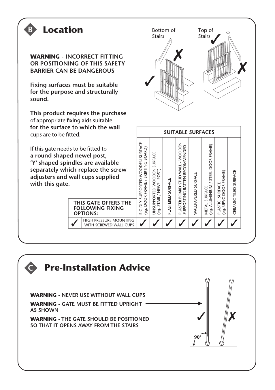 Pre-installation advice | Clippasafe 120 Pressure Fit Gate User Manual | Page 2 / 8