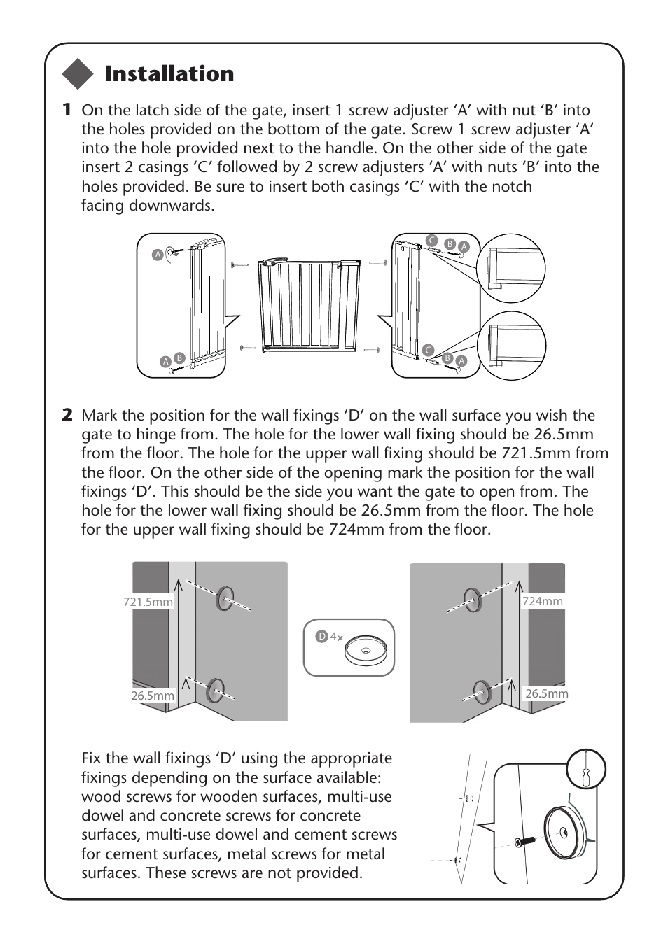 Installation | Clippasafe 120 Pressure Fit Gate User Manual | Page 3 / 8