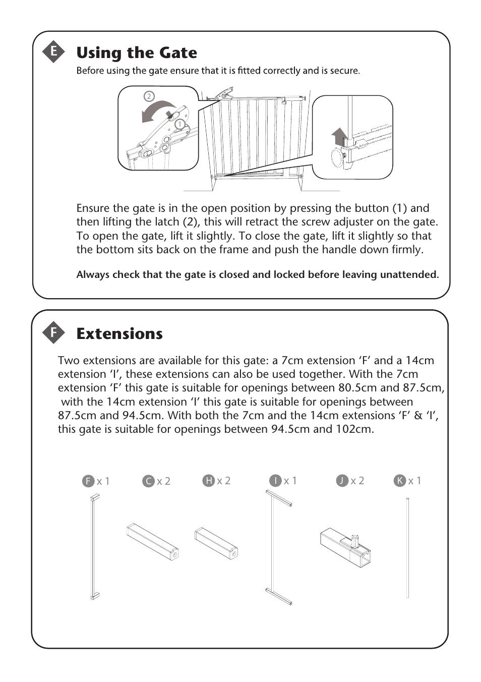 Using the gate, Extensions | Clippasafe 120 Pressure Fit Gate User Manual | Page 5 / 8