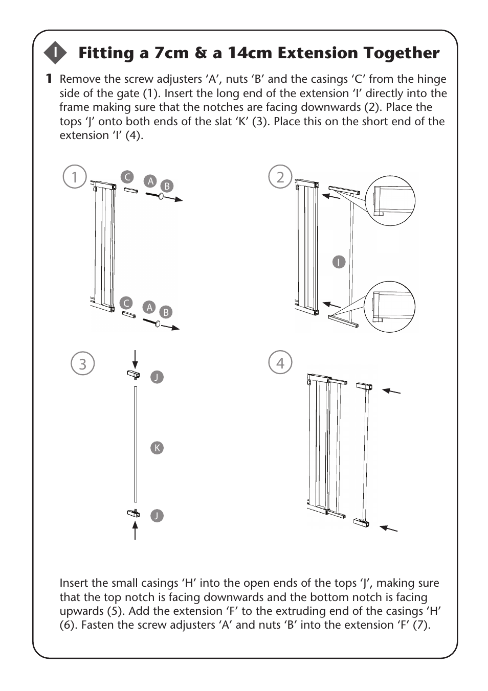 Fitting a 7cm & a 14cm extension together | Clippasafe 120 Pressure Fit Gate User Manual | Page 7 / 8
