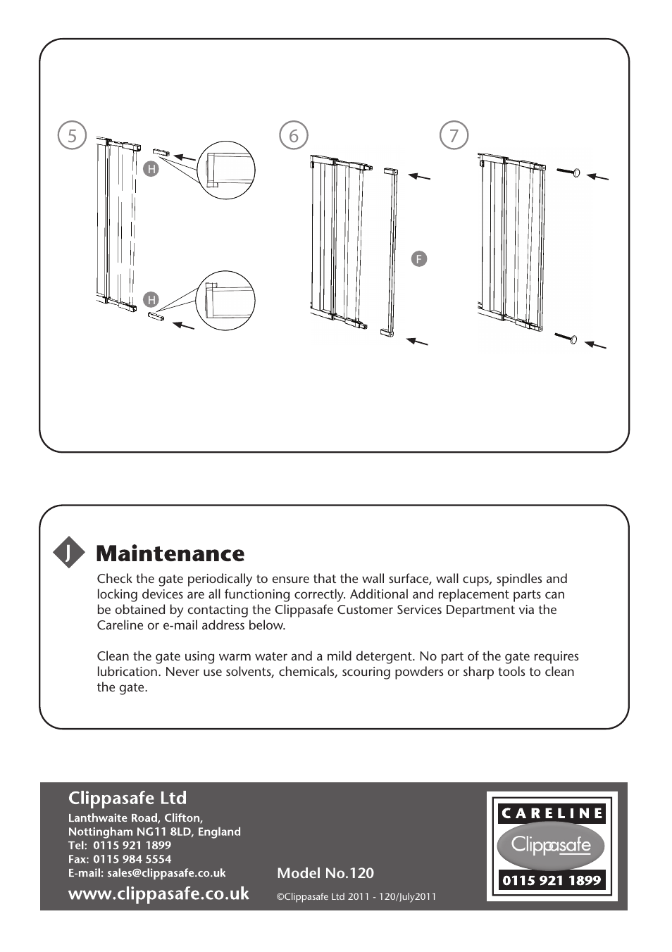 Clippasafe 120 Pressure Fit Gate User Manual | Page 8 / 8