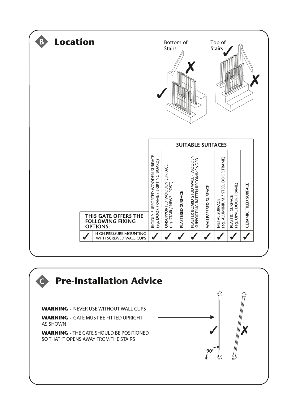 Pre-installation advice | Clippasafe 122 Pressure Fit Gate User Manual | Page 2 / 8
