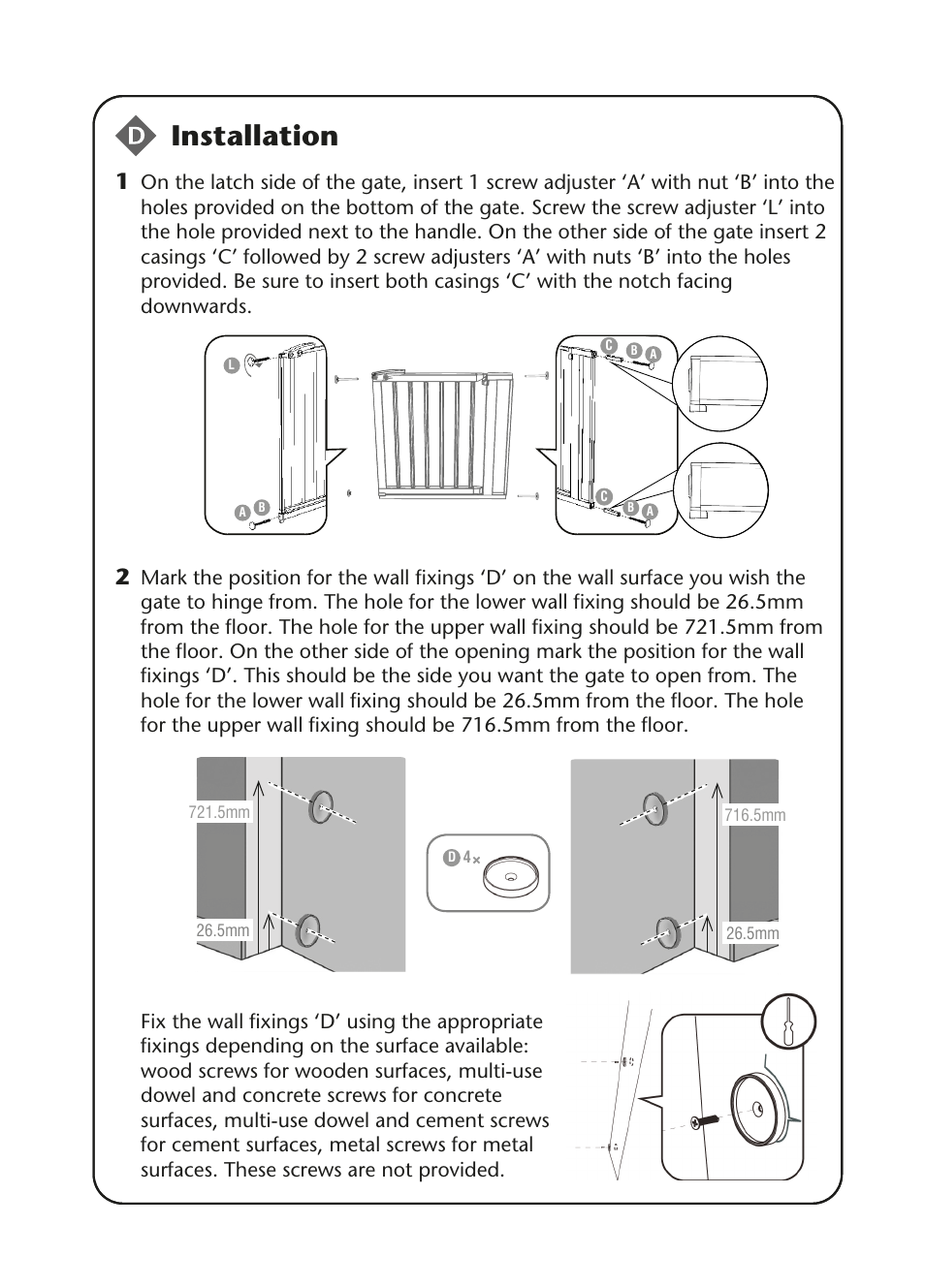 Installation | Clippasafe 122 Pressure Fit Gate User Manual | Page 3 / 8