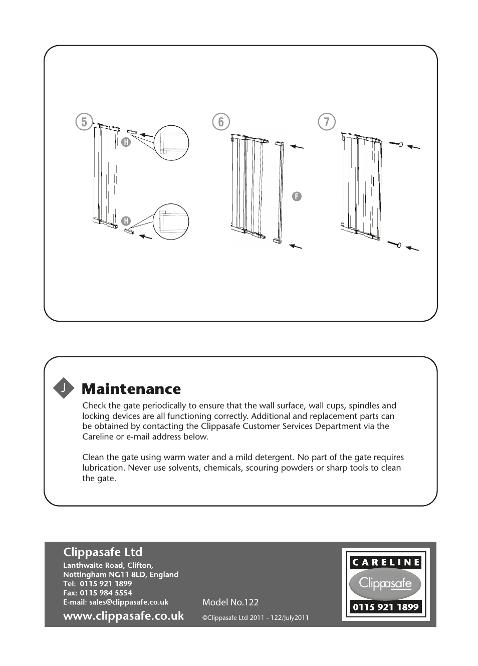 Clippasafe 122 Pressure Fit Gate User Manual | Page 8 / 8