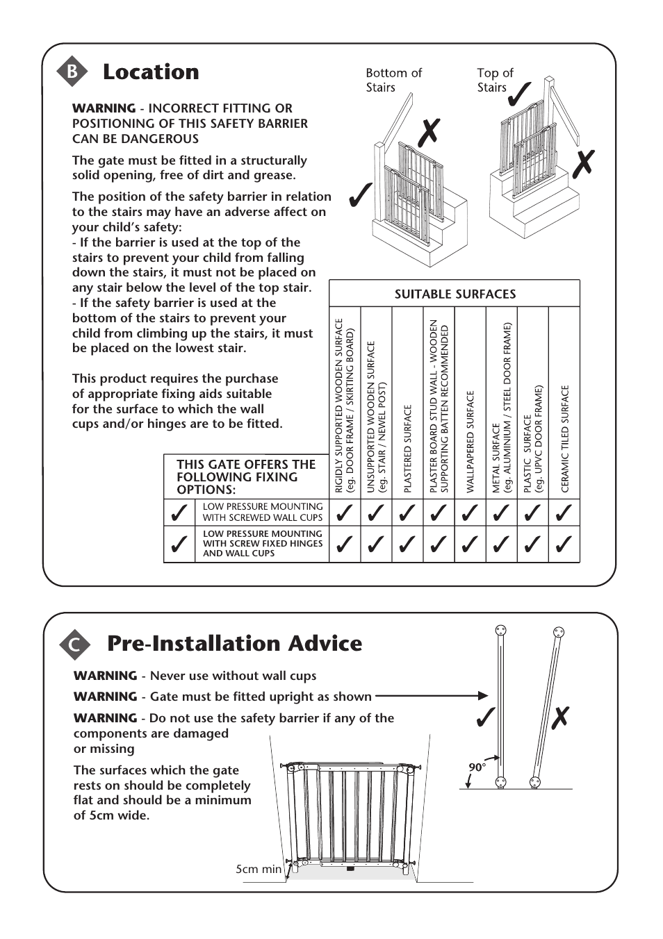 Pre-installation advice | Clippasafe 118/1 Extendable, Dual Fix Push to Lock Gate User Manual | Page 2 / 12