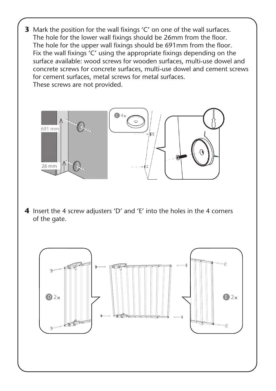 Clippasafe 114 Deluxe Extendable, Dual Fix, No-Trip Gate User Manual | Page 4 / 12