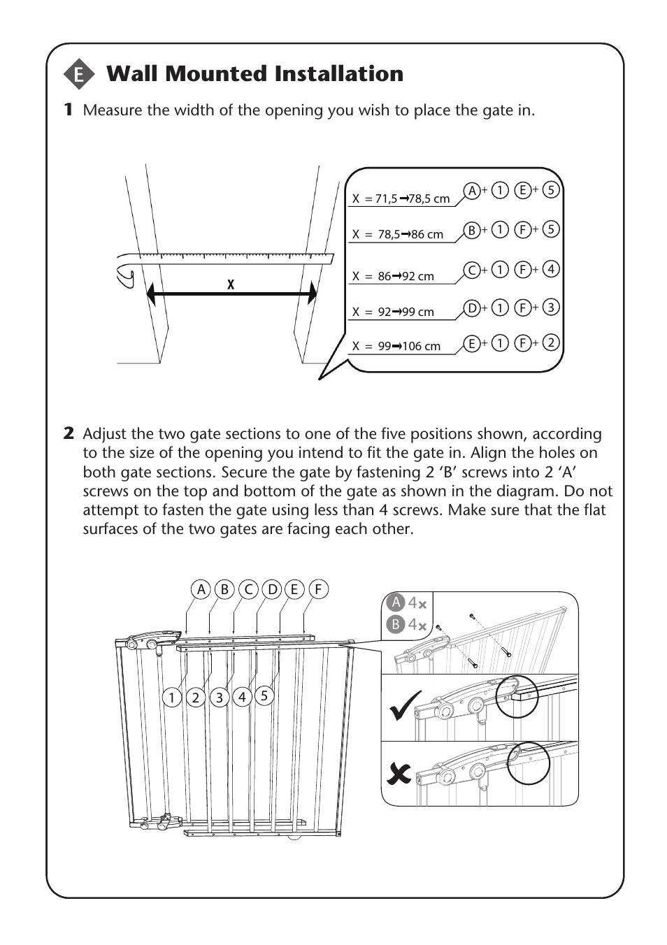 Wall mounted installation | Clippasafe 114 Deluxe Extendable, Dual Fix, No-Trip Gate User Manual | Page 7 / 12