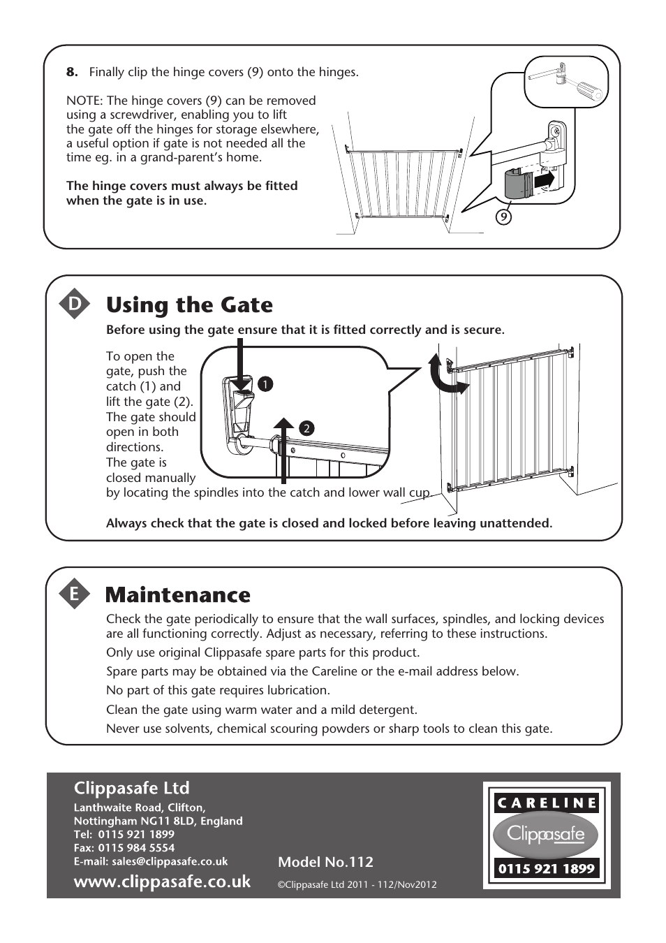 Using the gate | Clippasafe 112 Extendable No Trip Gate User Manual | Page 4 / 4