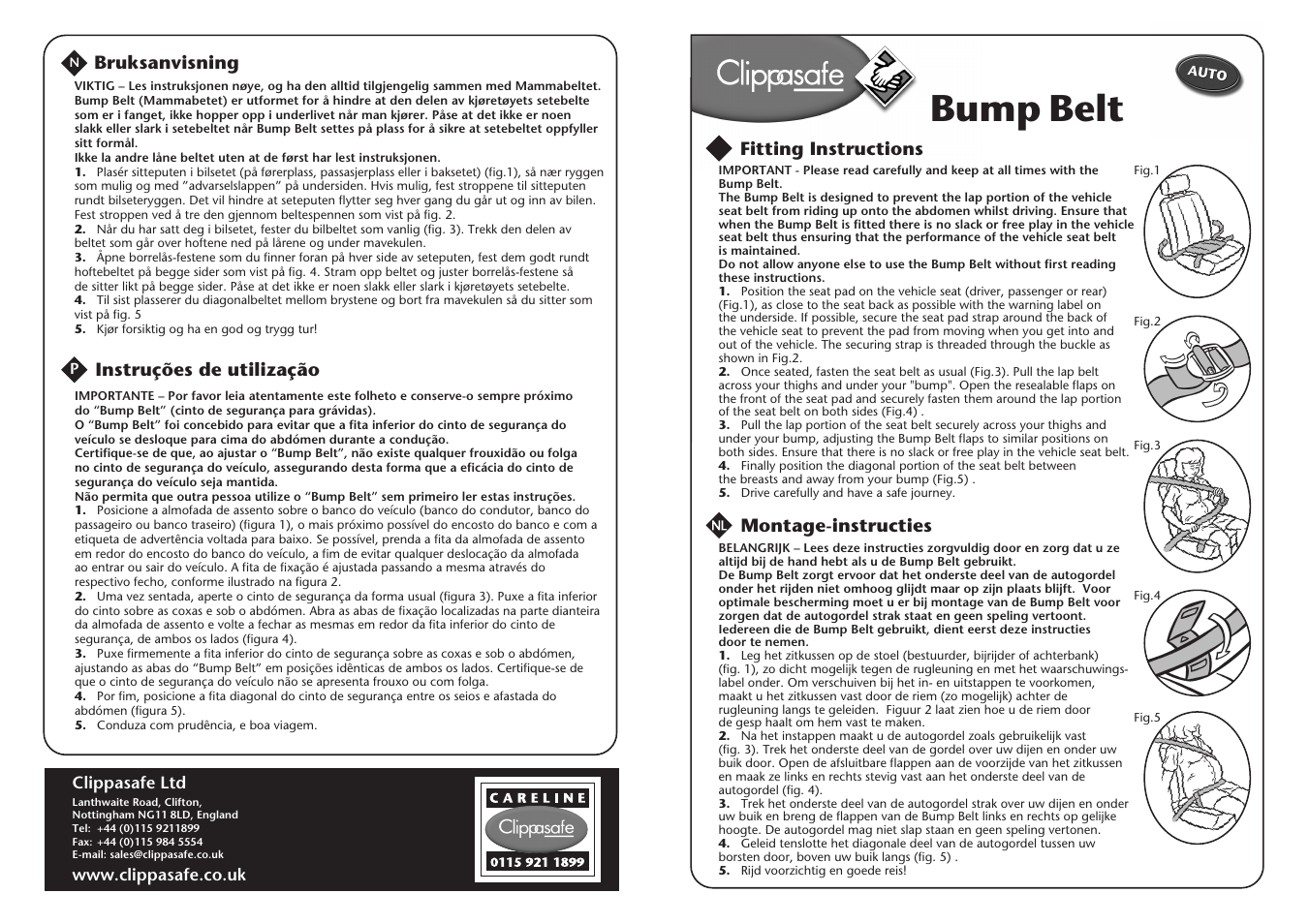 Clippasafe 57/7 Advanced Bump Belt User Manual | 1 page