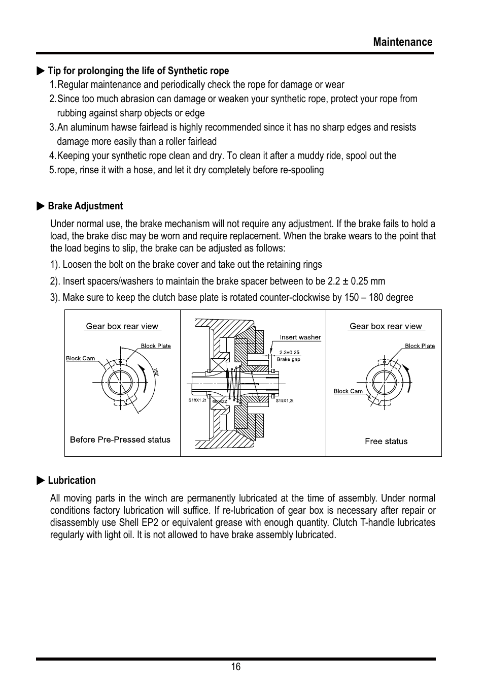 Maintenance | COMEUP Automotive Winch (Ver:00) User Manual | Page 17 / 22