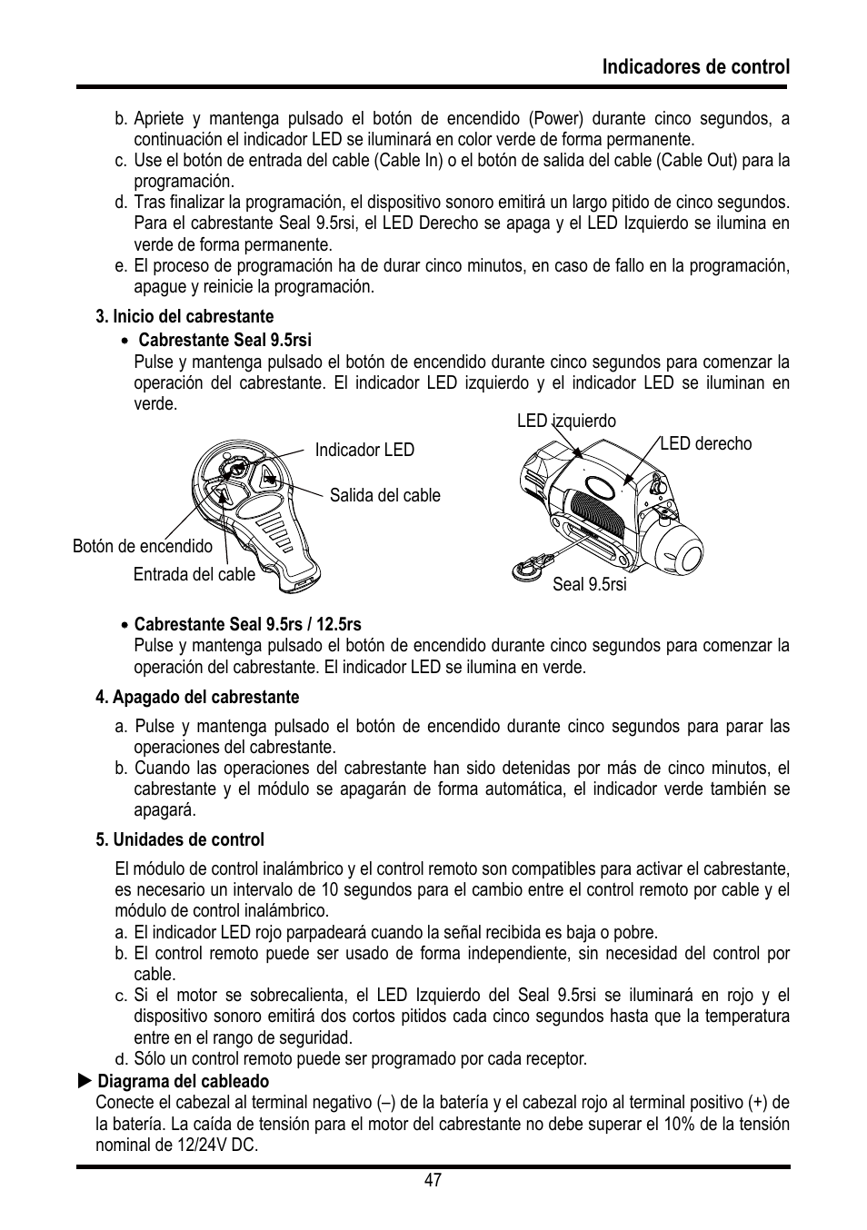 Indicadores de control | COMEUP Automotive Winch (Ver:00) User Manual | Page 48 / 108