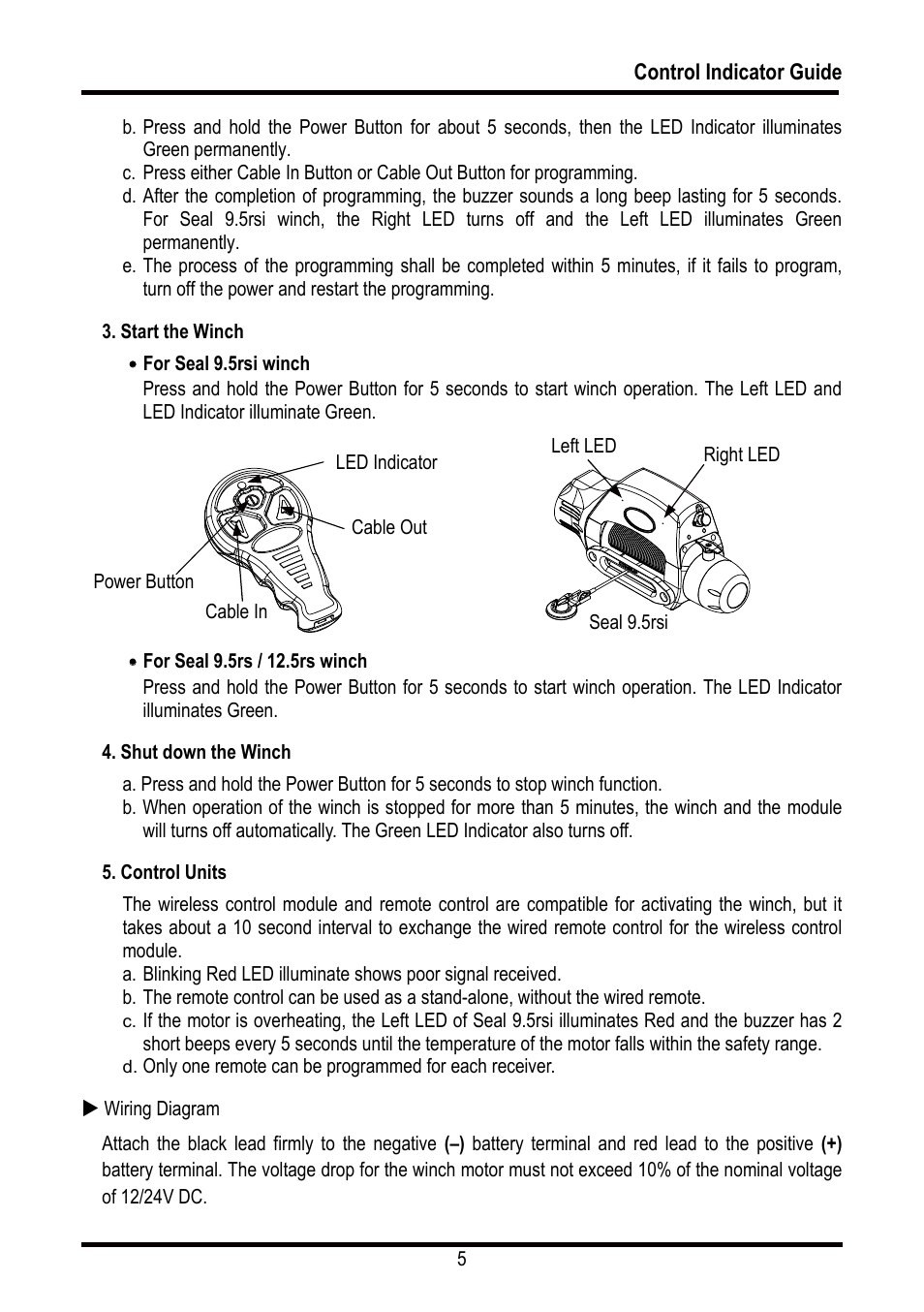 Control indicator guide | COMEUP Automotive Winch (Ver:00) User Manual | Page 6 / 108