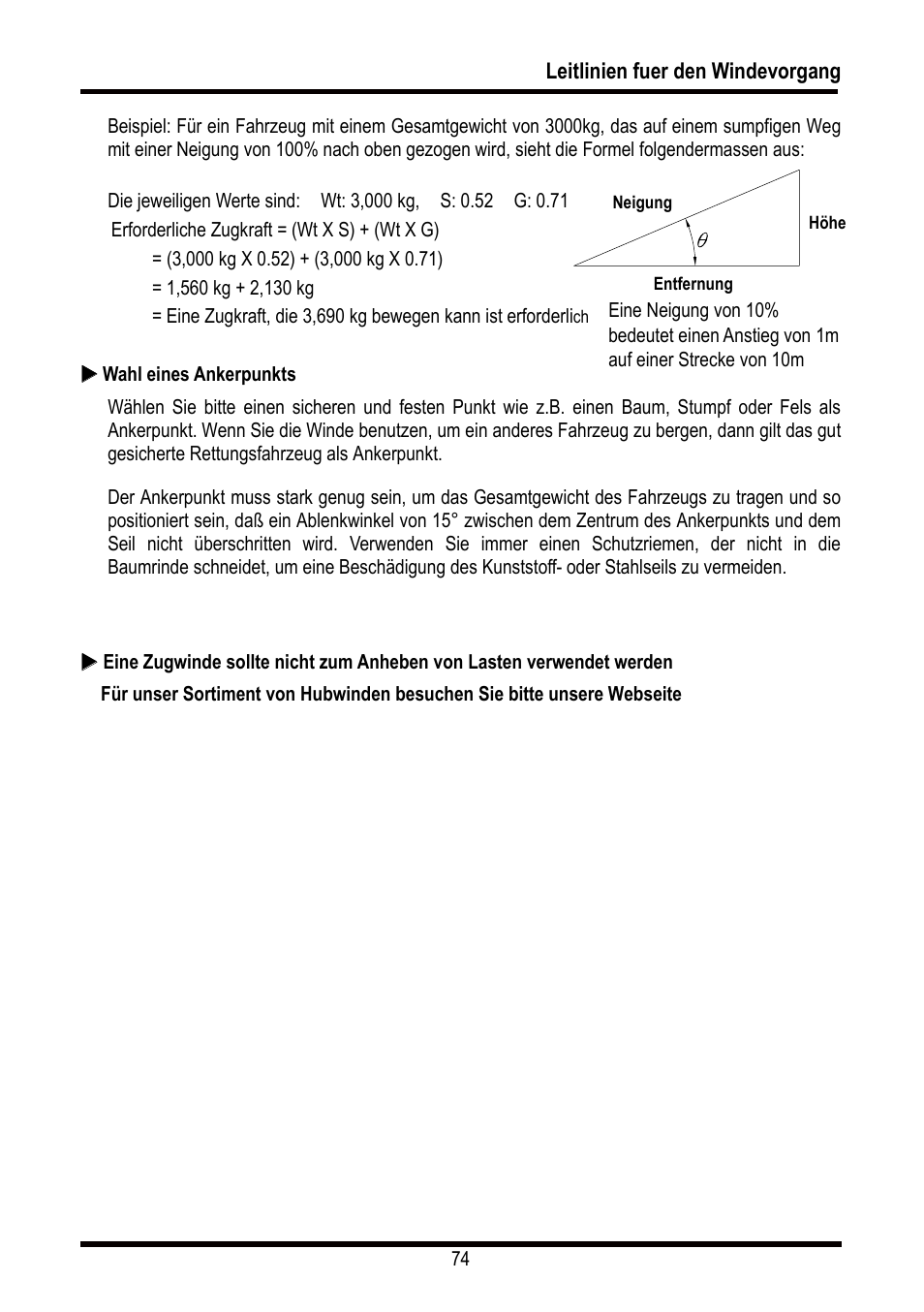 Leitlinien fuer den windevorgang | COMEUP Automotive Winch (Ver:00) User Manual | Page 75 / 108