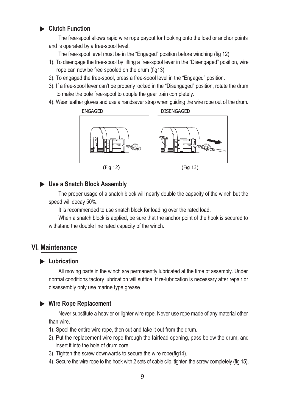 Vi. maintenance | COMEUP Utility Duty Winch (Ver:00) User Manual | Page 11 / 16