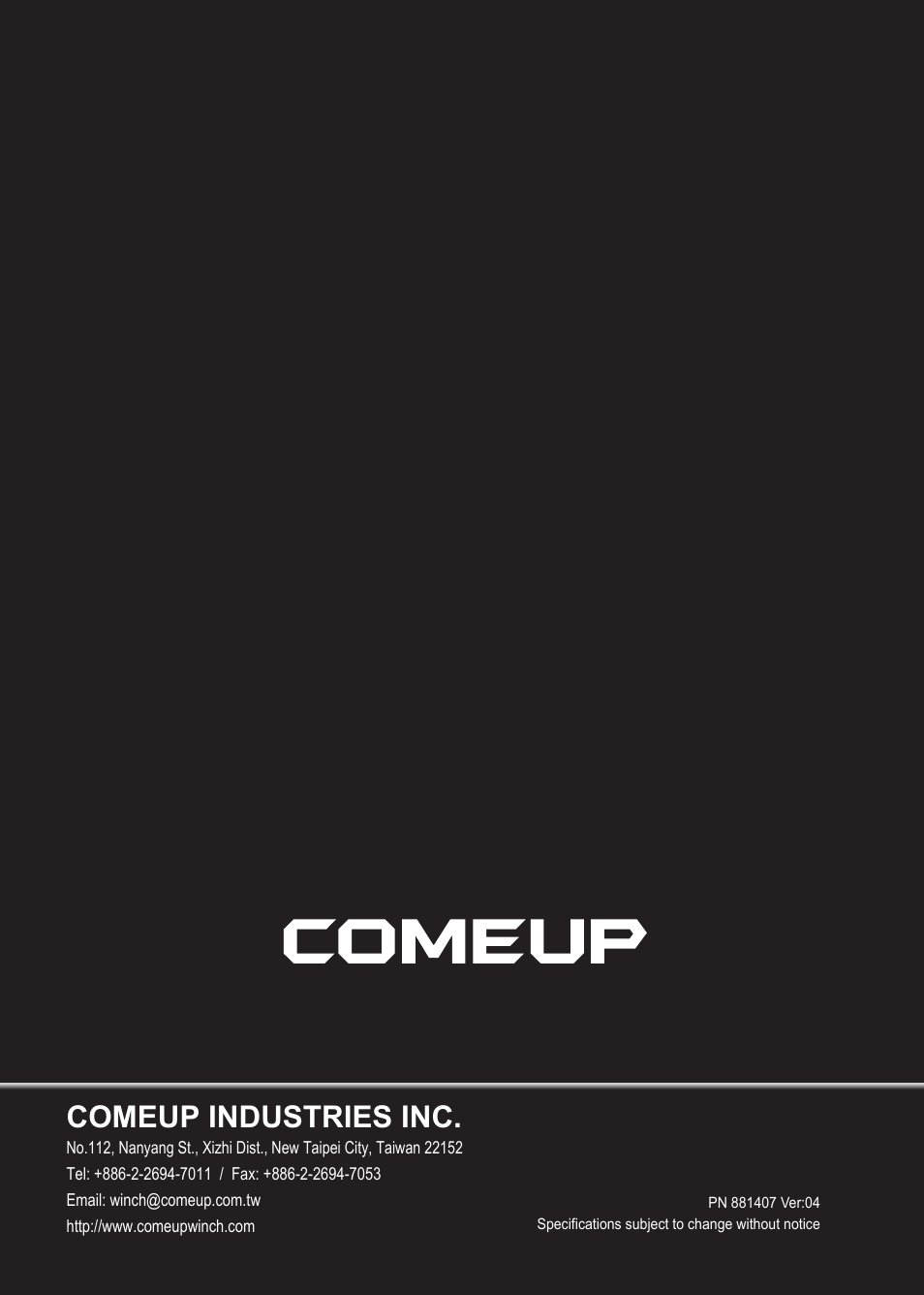 Comeup industries inc | COMEUP ATV/UTV Winch (Ver:04) User Manual | Page 12 / 12