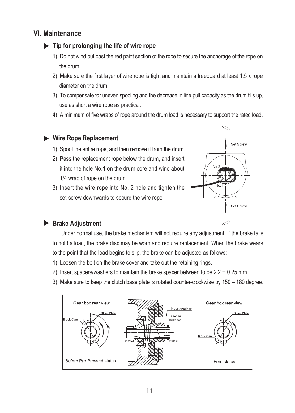 Vi. maintenance | COMEUP DHC Hoist (Ver:03) User Manual | Page 13 / 16