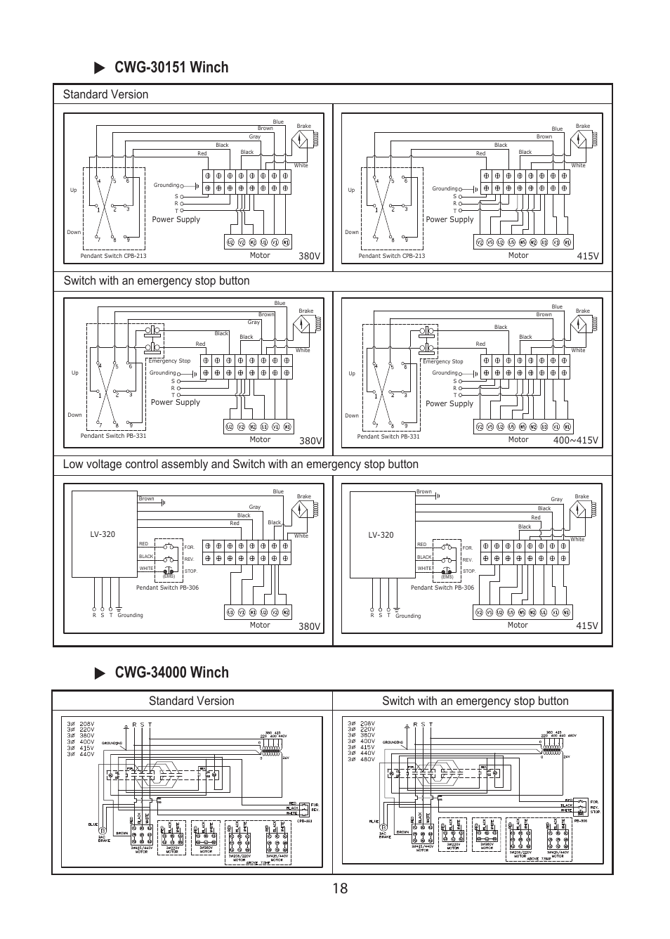 Standard version, 380v, 415v | COMEUP Electric Winch (Ver:02) User Manual | Page 20 / 24