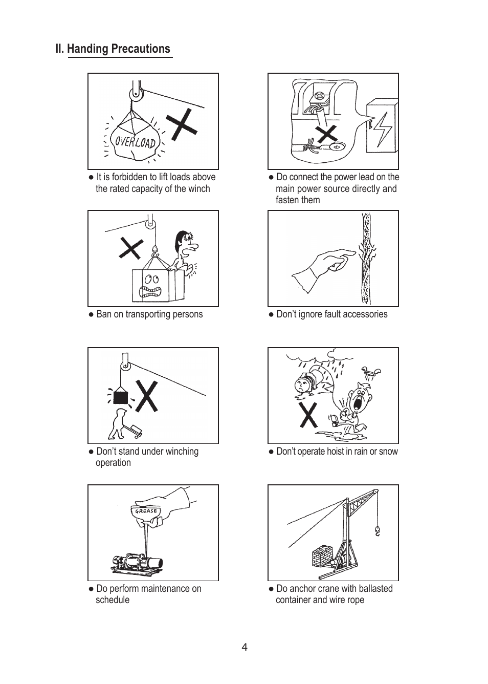 Ii. handing precautions | COMEUP Electric Winch (Ver:02) User Manual | Page 6 / 24