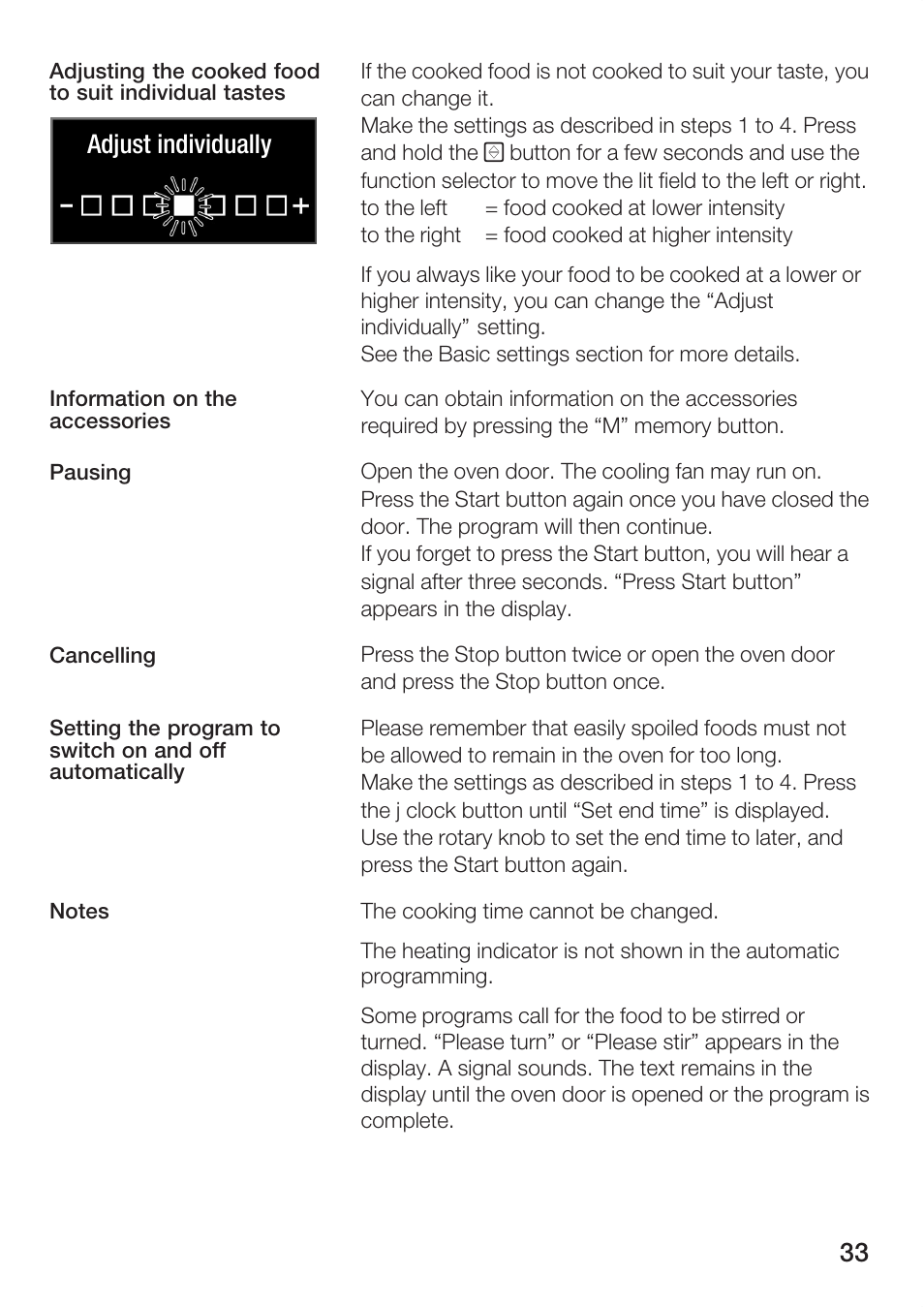 Adjust individually | Bosch HBC86K7.0 User Manual | Page 33 / 84