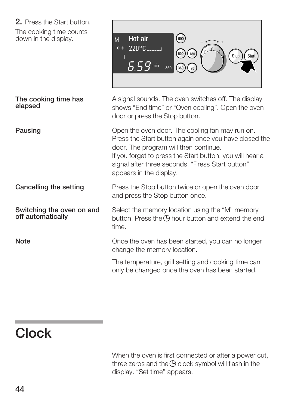 Clock | Bosch HBC86K7.0 User Manual | Page 44 / 84