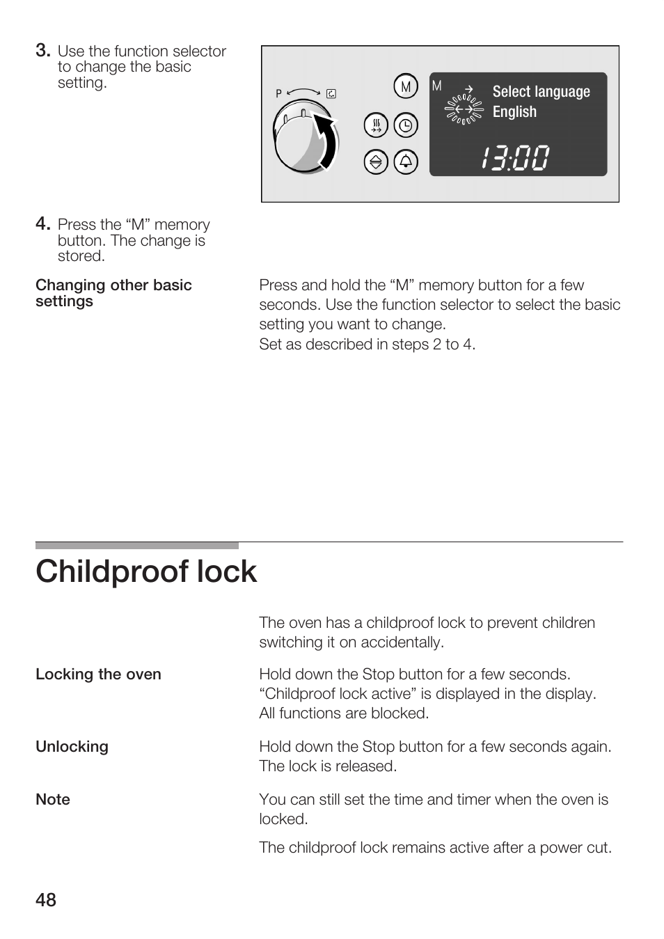 Childproof lock | Bosch HBC86K7.0 User Manual | Page 48 / 84