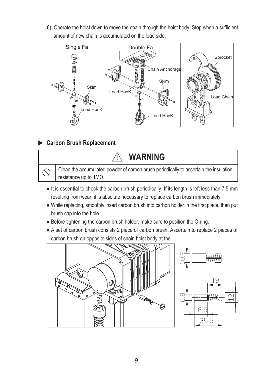 Warning | COMEUP Chain Hoist (Ver:02) User Manual | Page 11 / 16