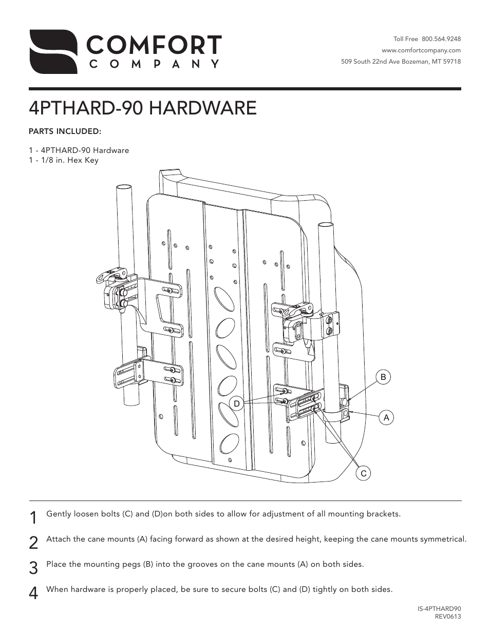 Comfort Company 4PtHard-90 Hardware User Manual | 1 page
