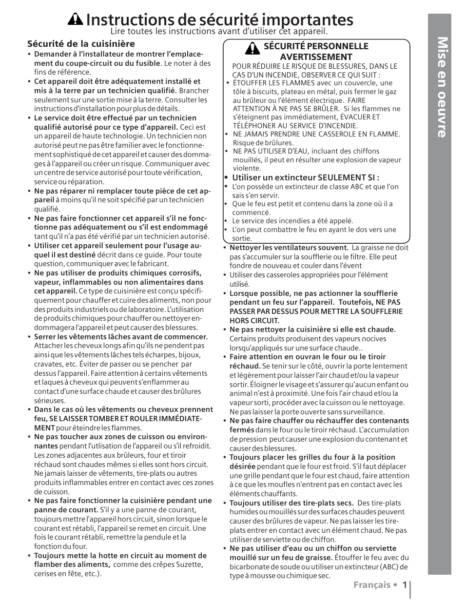 Instructions de sécurité importantes, Mise en oeuvre aide | Siemens HE2415C User Manual | Page 41 / 110