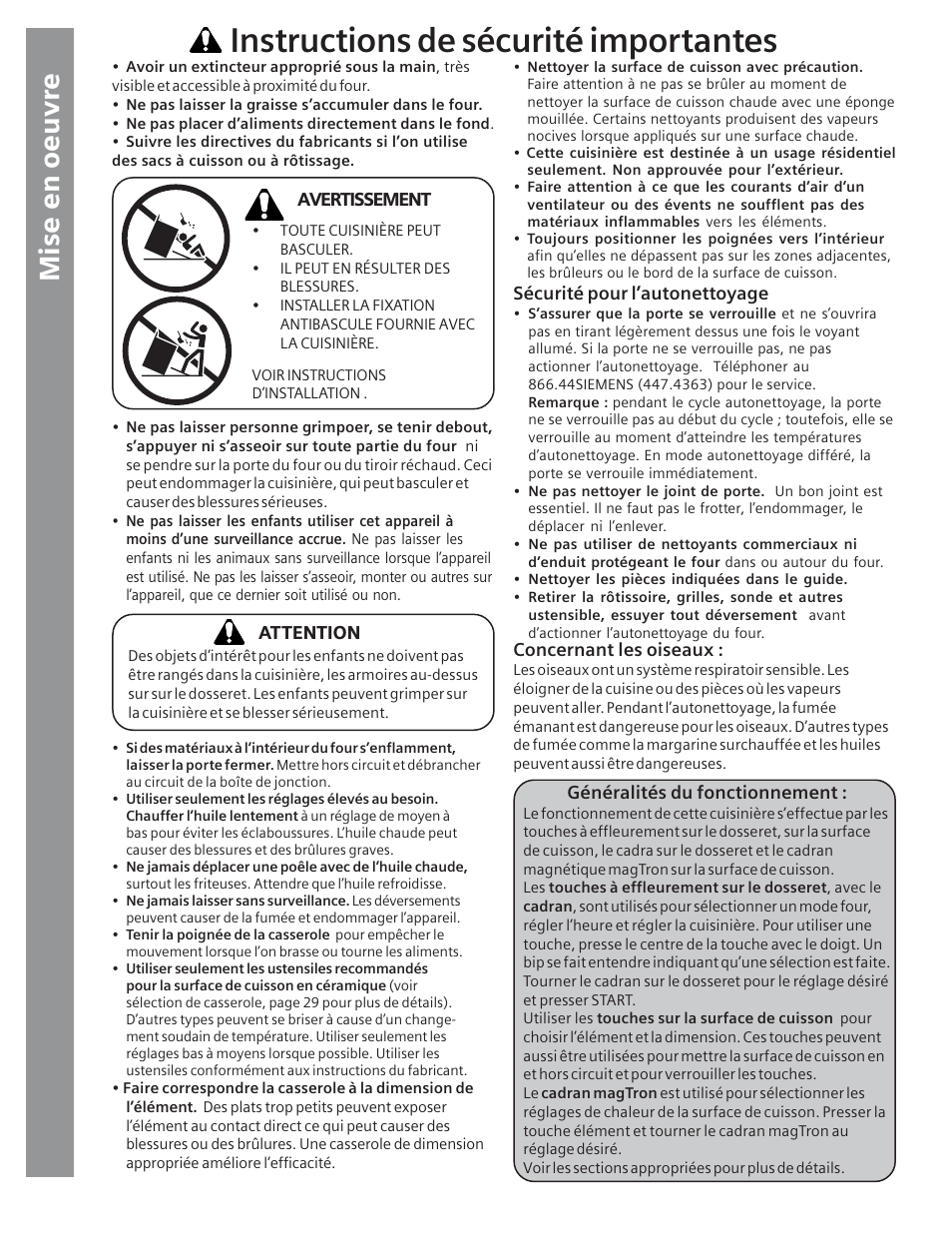 Instructions de sécurité importantes | Siemens HE2415C User Manual | Page 42 / 110