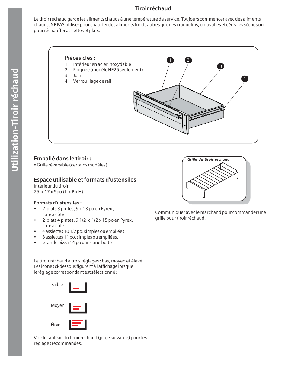 Warming drawer, Utilization- tir oir ré c haud | Siemens HE2415C User Manual | Page 62 / 110