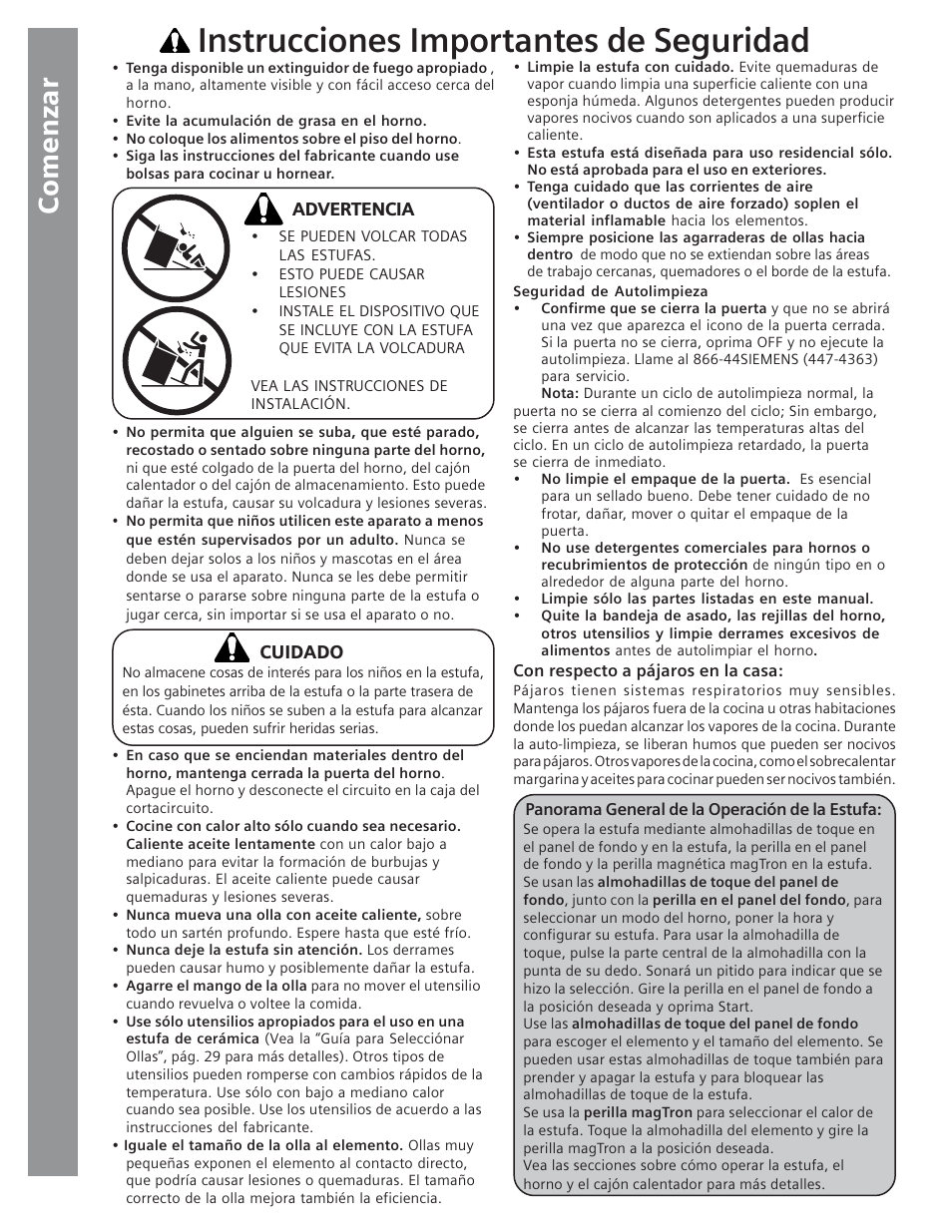 Instrucciones importantes de seguridad | Siemens HE2415C User Manual | Page 78 / 110